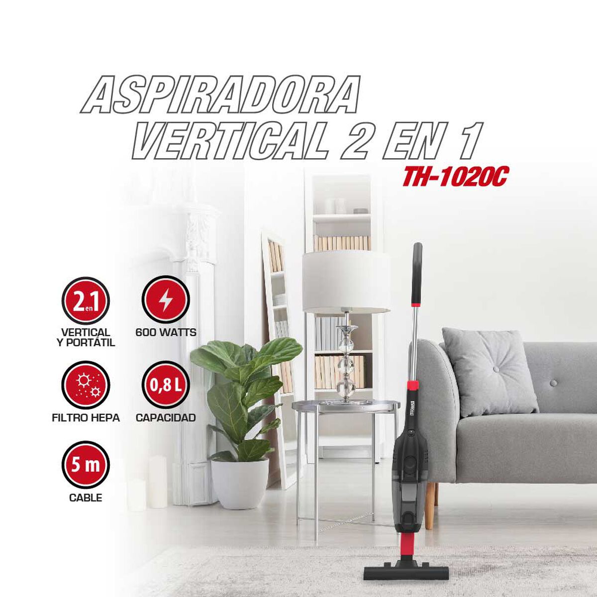 Aspiradora Vertical Thomas 2 en 1 TH-1020C
