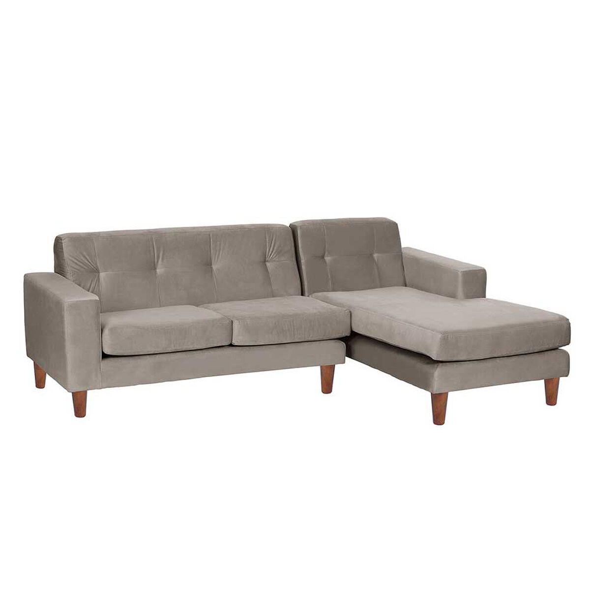 Sofá Seccional Derecho Latam Home Salermo Tela Velvet 3 Cuerpos Gris