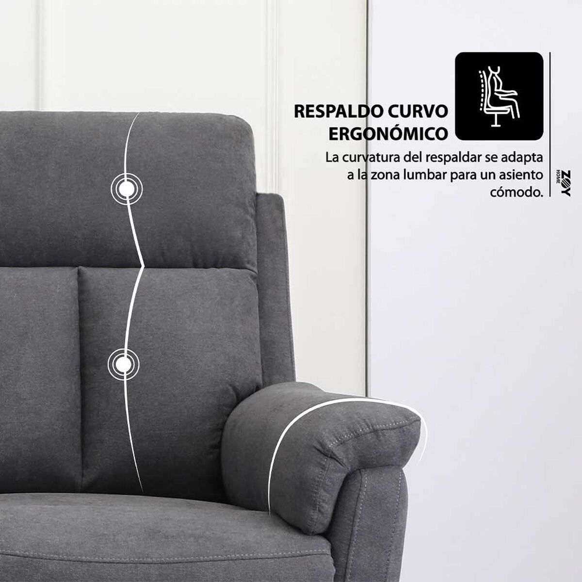 Sof&aacute; Reclinable Zoy Home Beijing 3 Cuerpos Grafito