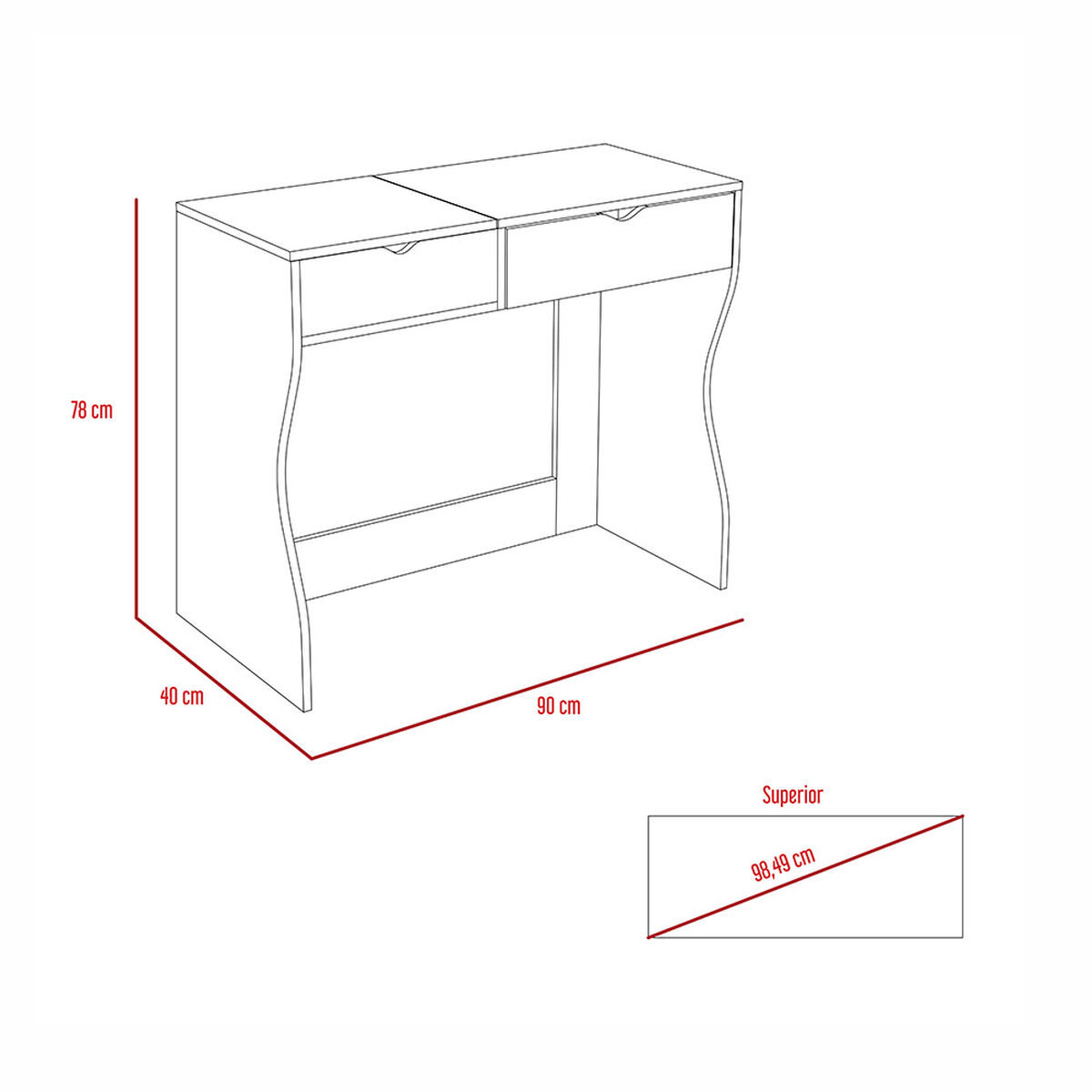 Mueble De Tocador + Velador Con Espejo Perla