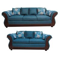 Juego de Living Almore Irlanda Sofá 3 Cuerpos + Sofá 2 Cuerpos Azul