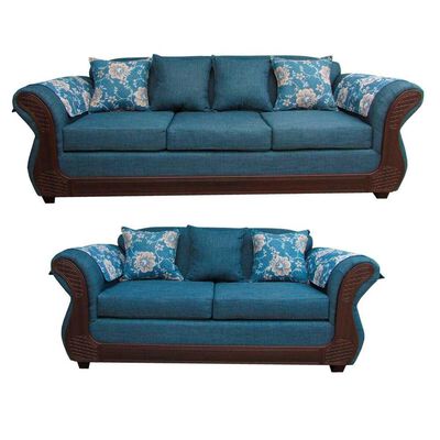 Juego de Living Almore Irlanda Sofá 3 Cuerpos + Sofá 2 Cuerpos Azul