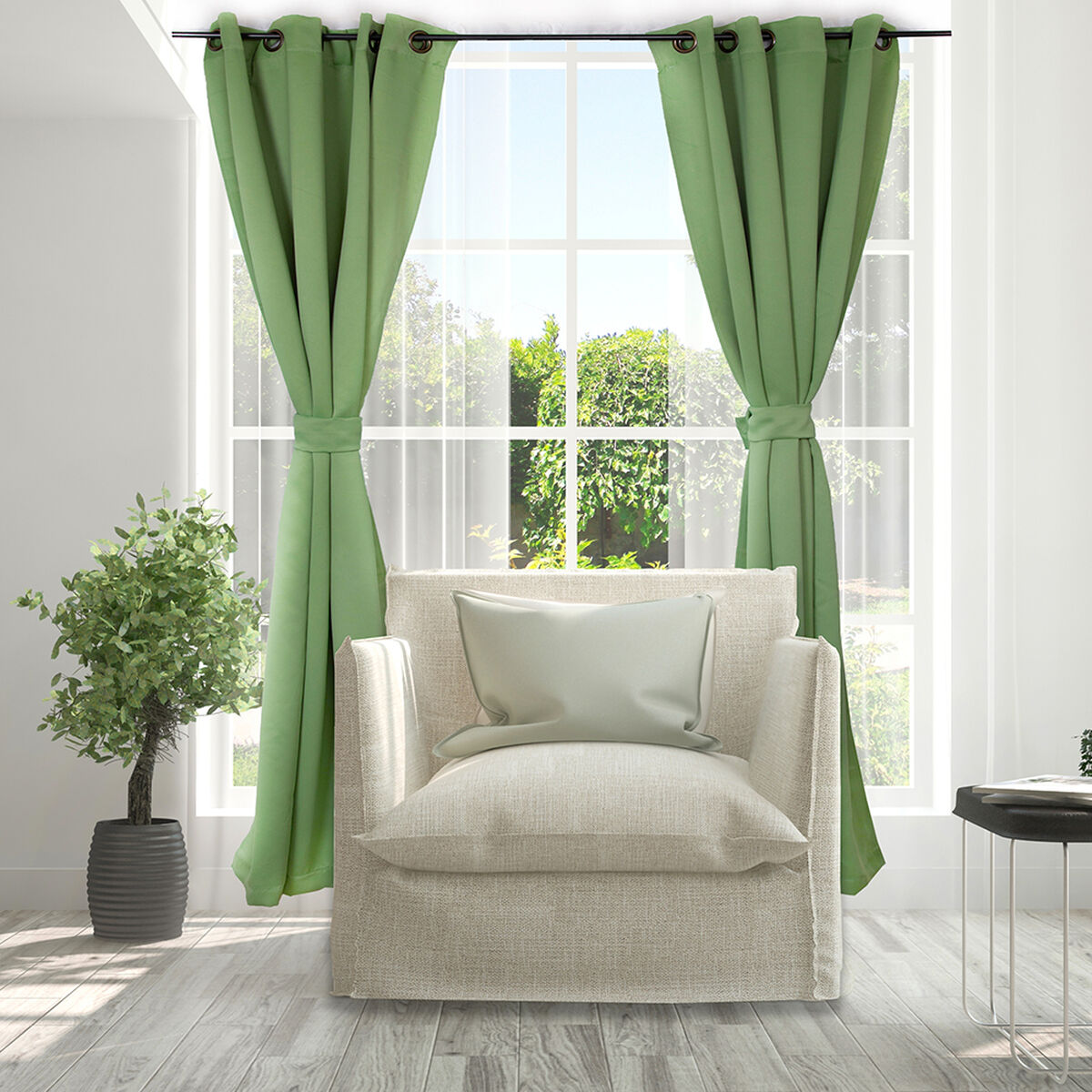 Set Cortinas Doral Black Out Victoria  220 x 140 cm Verde