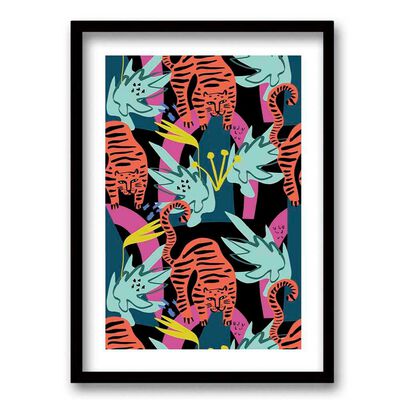 Cuadro Decorativo Retela Tigre Flúor II 70 x 50 cm
