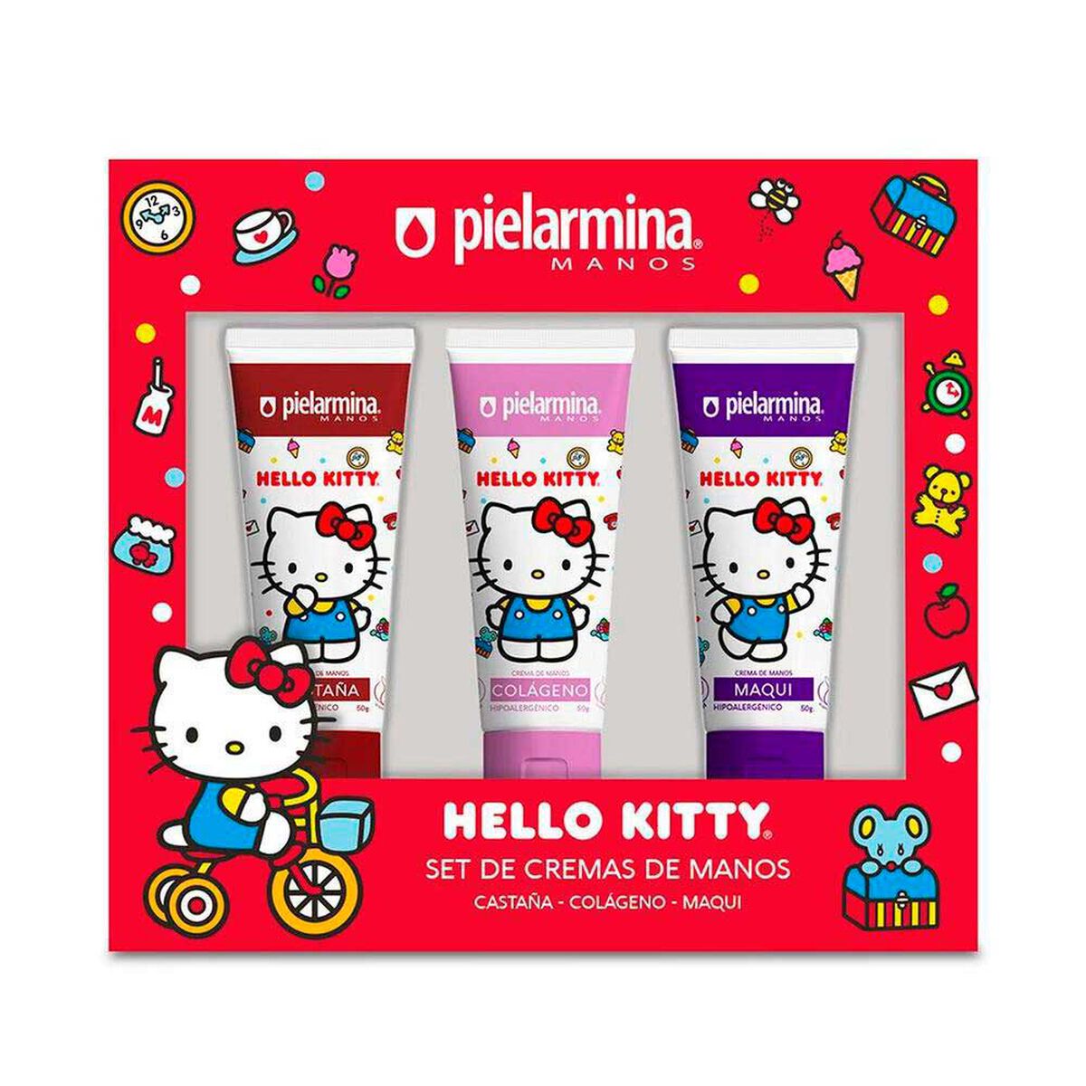 Set de Cremas de Manos Hello Kitty Casta&ntilde;a, Col&aacute;geno, Maqui