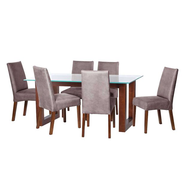 Juego de Comedor Latam Home Pamplona Burgos 6 Sillas Velvet Turquesa