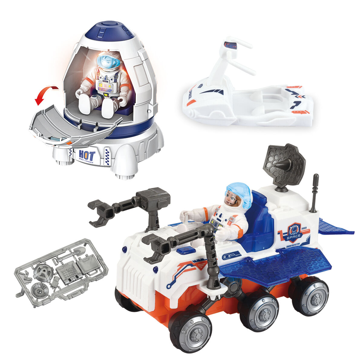 Set Capsula Espacial y Vehiculo Explorador con Astronauta
