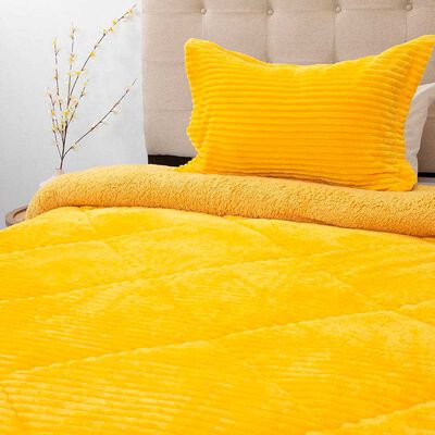 Cubrecama Doral 1,5 Plazas Mostaza Cotelón