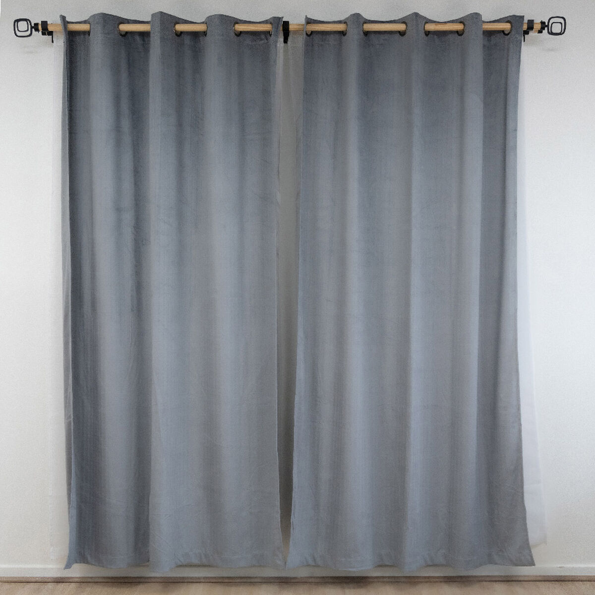 Set Cortina Doral Luciana 6 Piezas 140x220 cm Gris