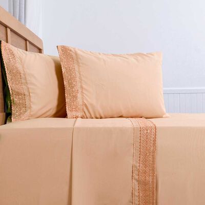 Imagen 2 del producto Juego de Sábanas Liso Plumetti 2 Plazas Broderie Damasco