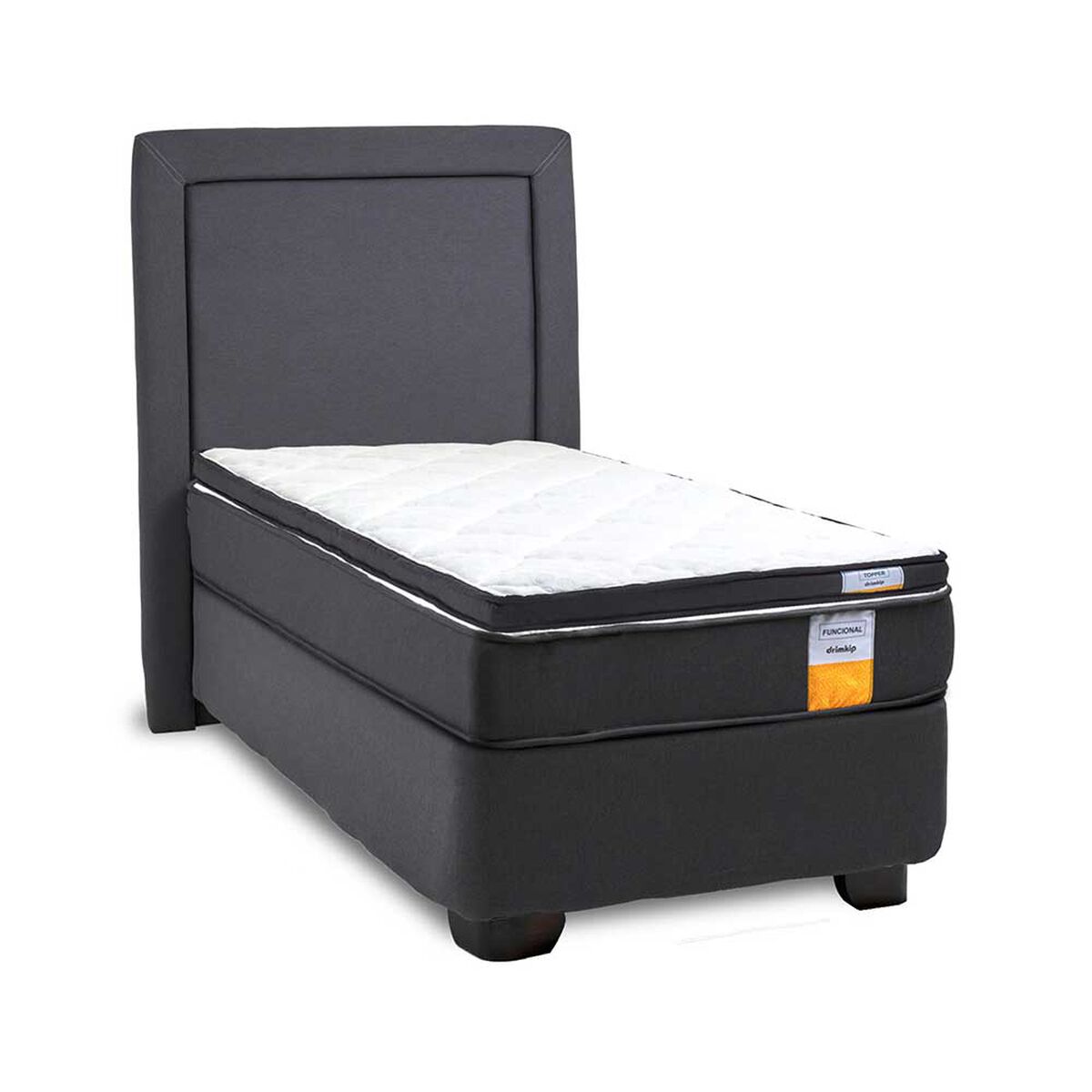 Cama Americana Drimkip 1 Plaza Plus Funcional + Topper + Respaldo