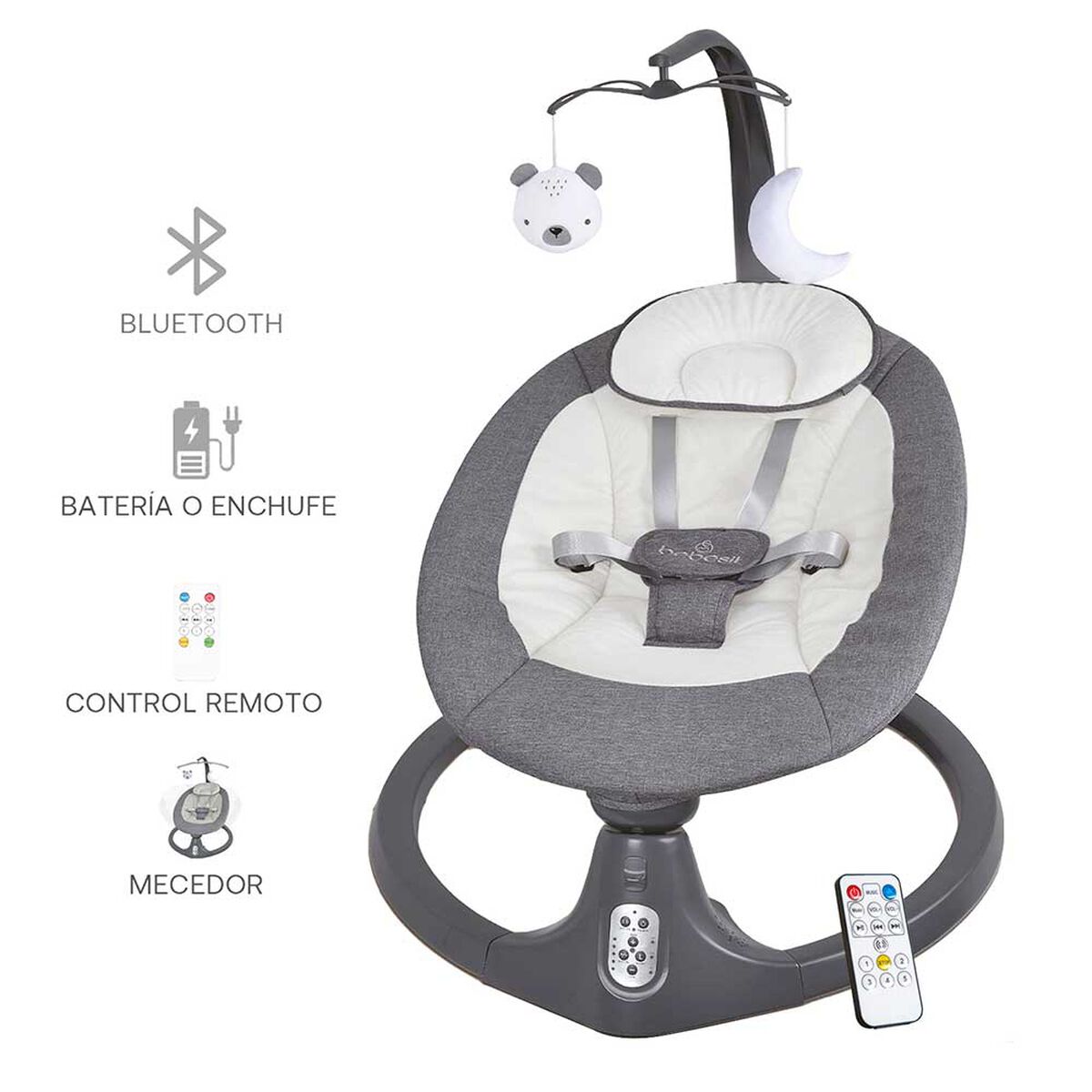 Silla Nido Bouncer Mecedora Baby Swing Gris Bebesit