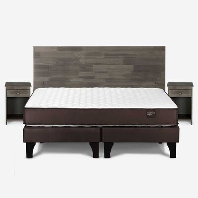 Imagen 1 del producto Cama Europea Rosen Base Dividida 2 Plazas Ergo T + Respaldo + 2 Veladores