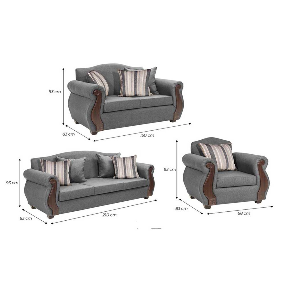 Juego de Living Innovamuebles New Bugambilia Sofá 3 Cuerpos + Sofá 2 Cuerpos + Butaca 1 Cuerpo 1 Cuerpo Oro 