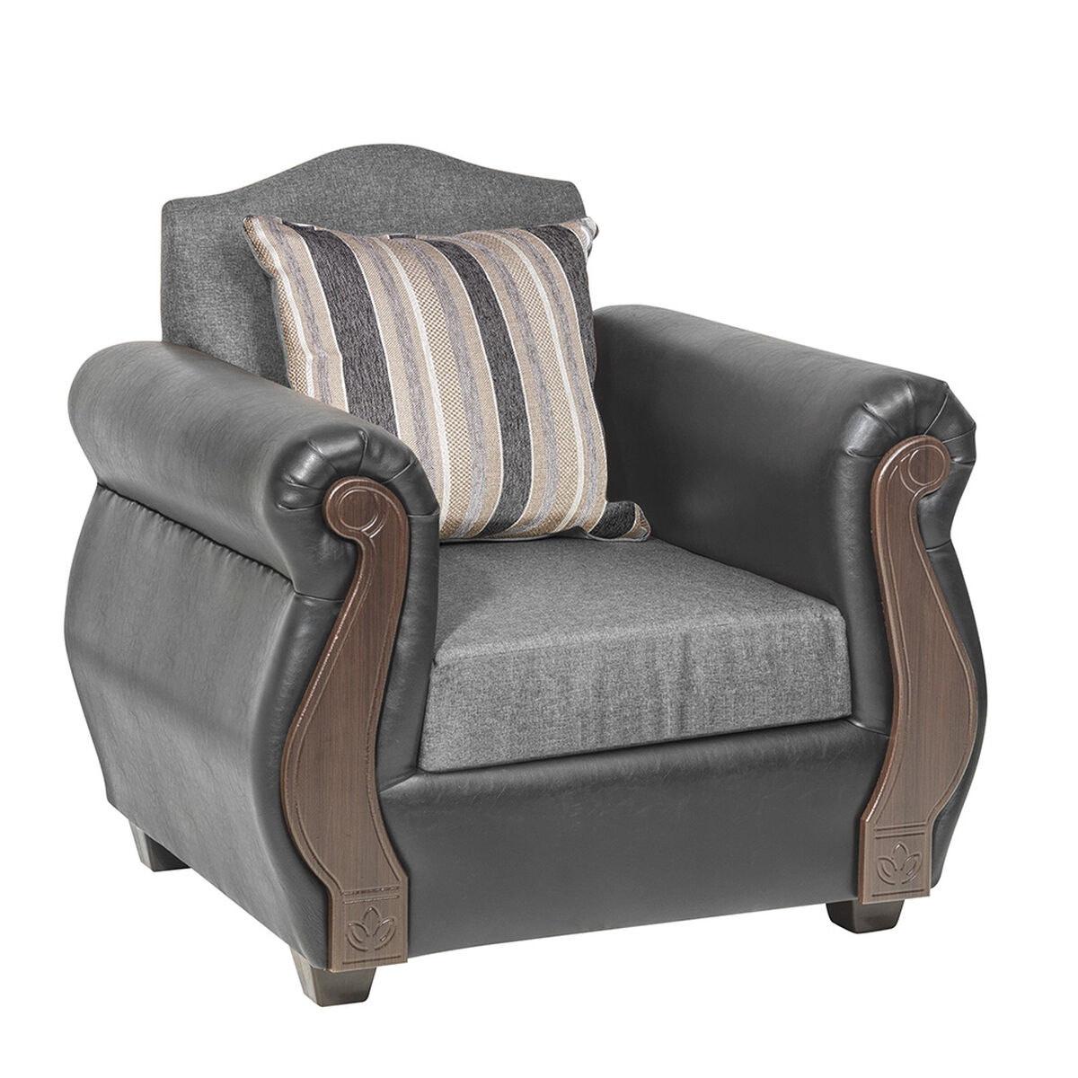 Juego de Living Innovamuebles New Bugambilia Sofá 3 Cuerpos + Dos Sillones 1 Cuerpo Gris Claro
