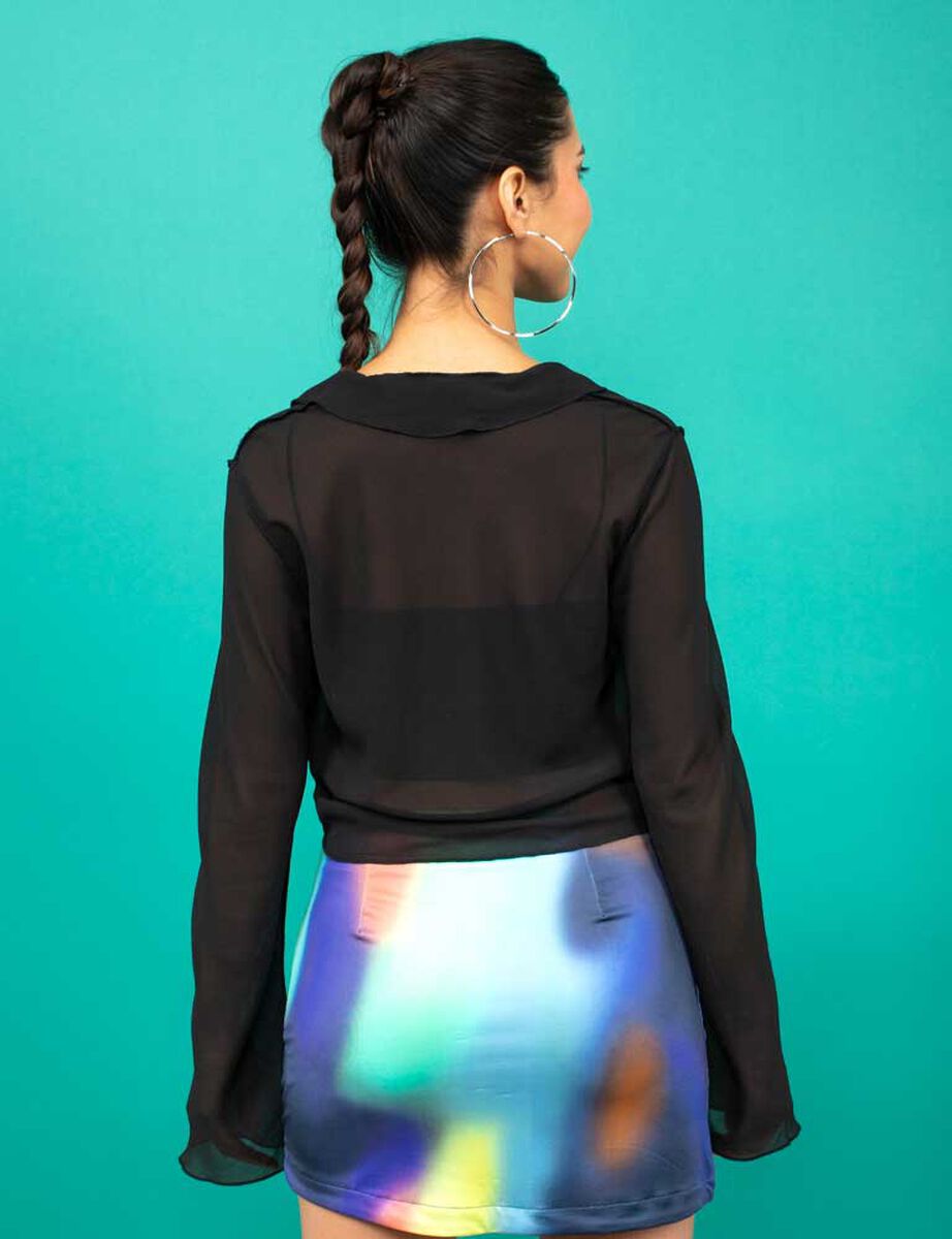 Blusa Transparente Manga Larga Mujer Icono