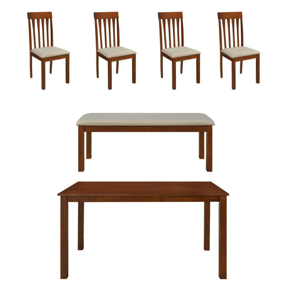 Juego de Comedor Fm Furniture Qatar M1400 4 Sillas 1 Banca