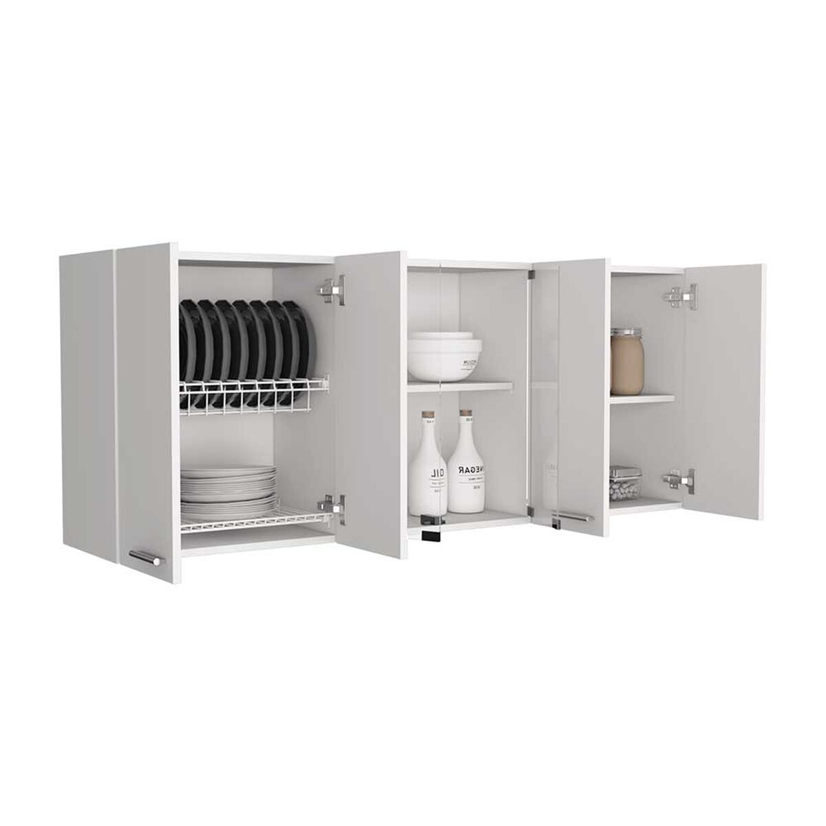 Mueble Superior de Cocina Tuhome 150 Vidrio 6 Puertas Blanco