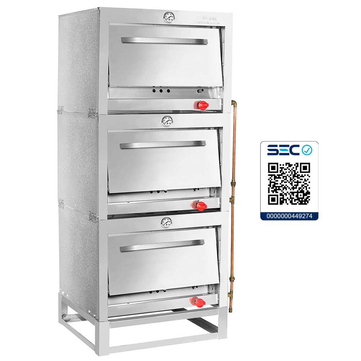 Horno Semi Industrial Ticgas 3 Cámaras Inox 58x65 Gas Natural