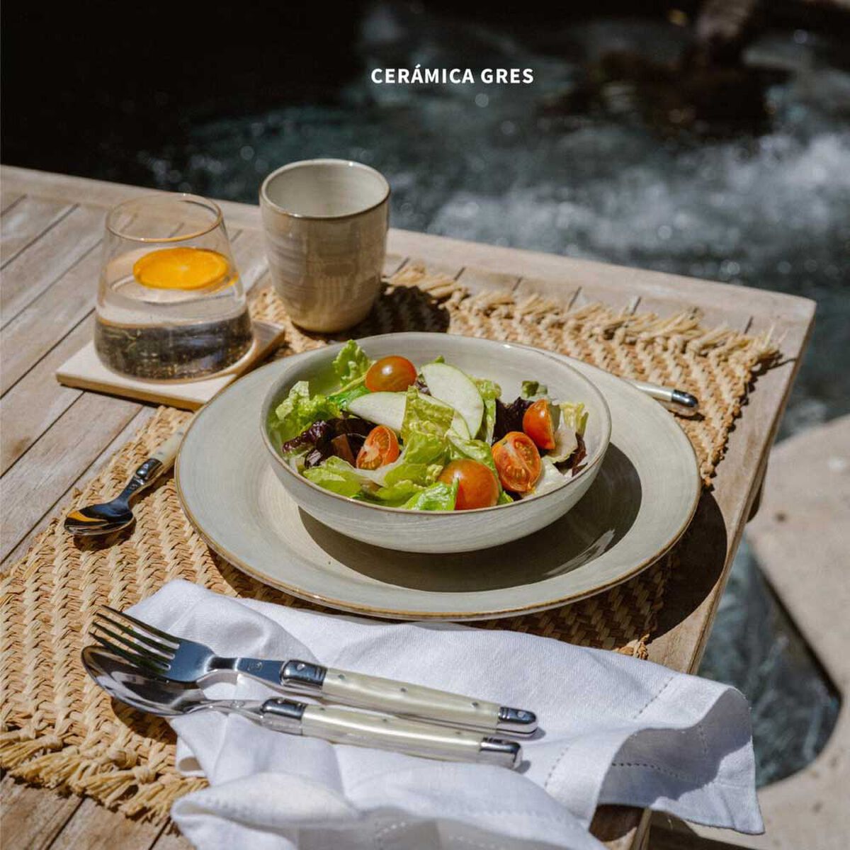 Juego de Vajilla Simplit Siena Cerámica Gres 30 Piezas Beige