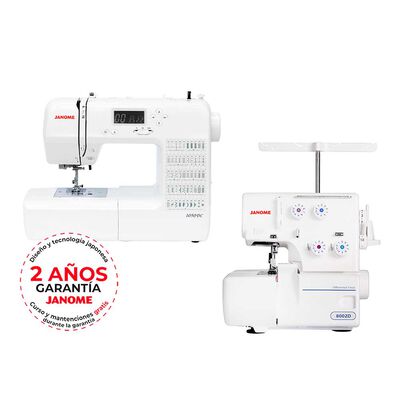 Imagen 1 del producto Combo Máquina de Coser Janome 1050DC + Overlock 8002D