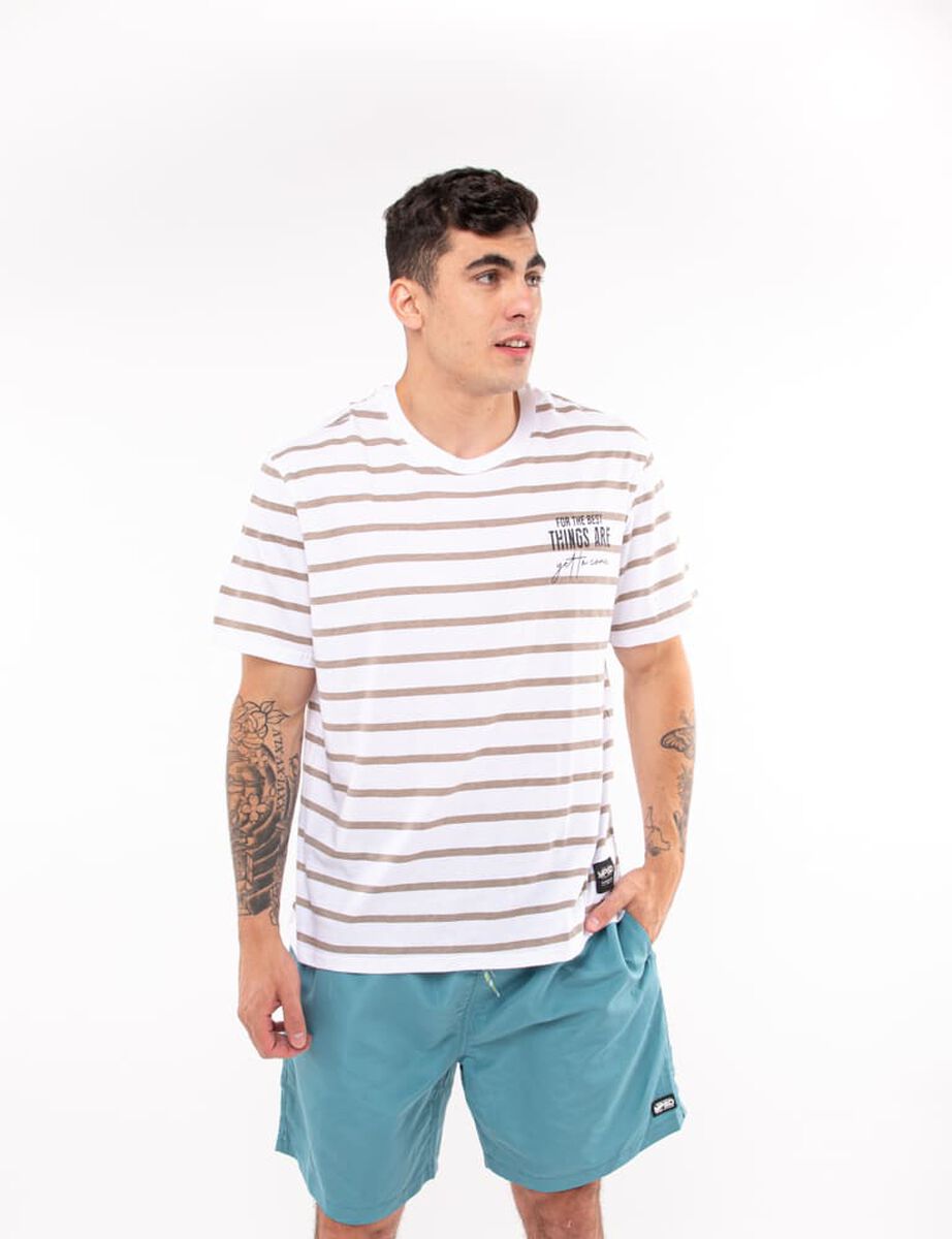 Polera Algodón Rayas Manga Corta Hombre Icono