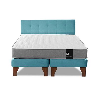 Imagen 2 del producto Cama Europea Latam Home Base Dividida 2 Plazas Zen Best Turquesa + Respaldo