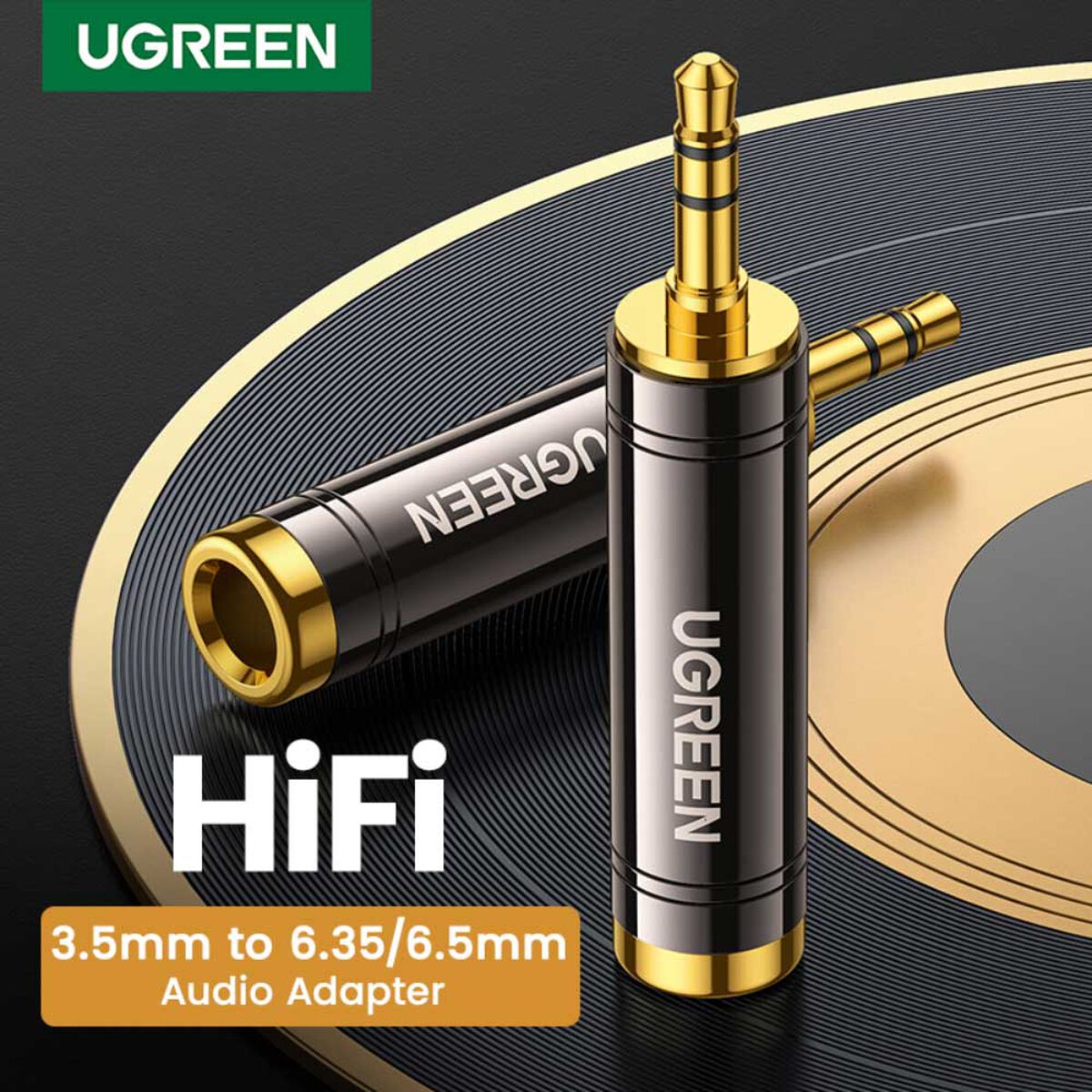 Adaptador Gold Estereo Jack 6.3Mm H/M Plug 3.5Mm Ugreen Av168