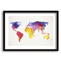 Cuadro Decorativo Retela Mapa Acuarela 40 x 30 cm