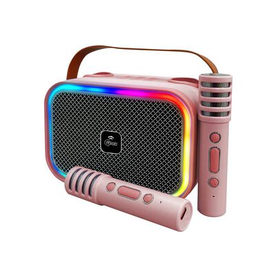 Karaoke MLAB My LiL Voice Luz RGB 2 Micr&oacute;fonos Inal&aacute;mbricos Rosado