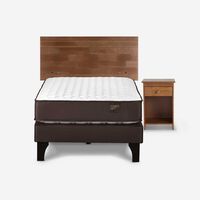Cama Europea Rosen 1,5 Plazas Ergo T + Respaldo + Velador