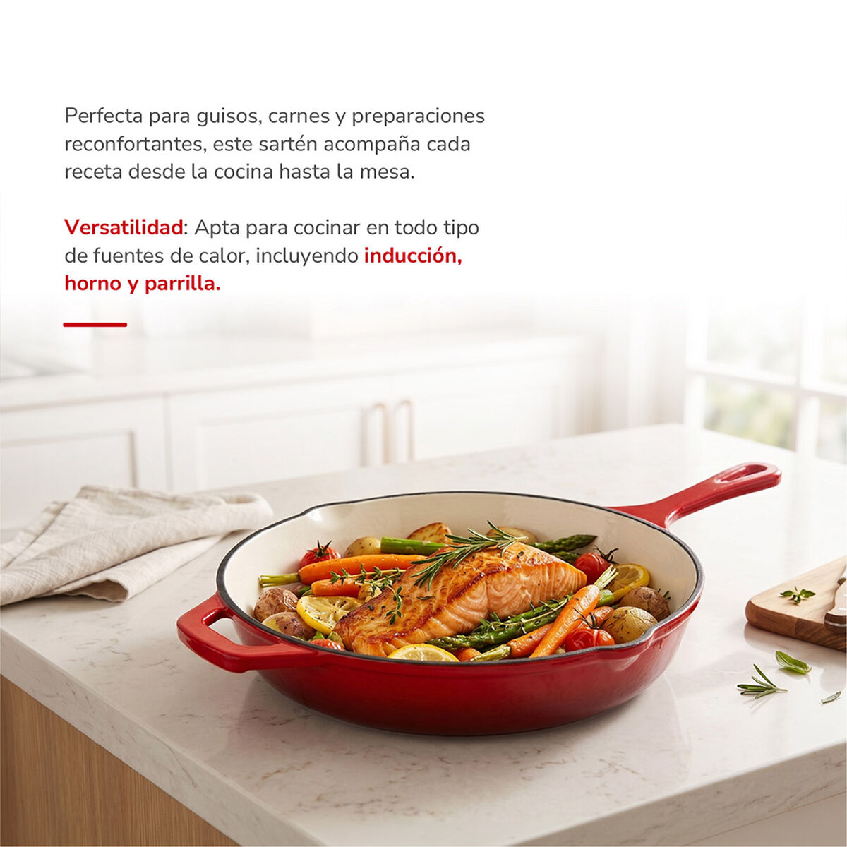 Sart&eacute;n Hierro Fundido Thomas 25 cm Rojo