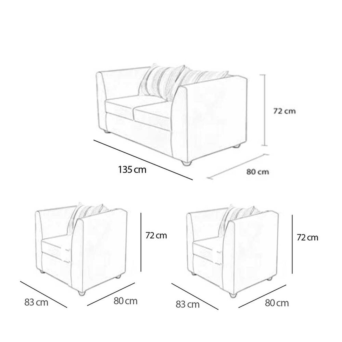 Juego de Living Elegant Detail Valentino Sof&aacute; 2 Cuerpos + Dos Sillones 1 Cuerpo Gris Plata