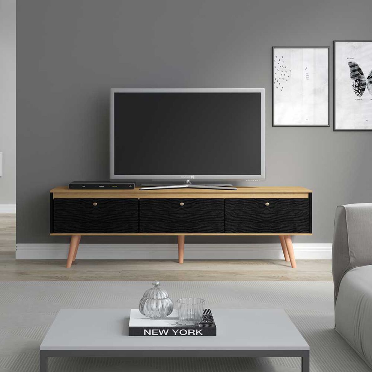 Rack TV Exit Menphis Hasta 70" Roble Negro