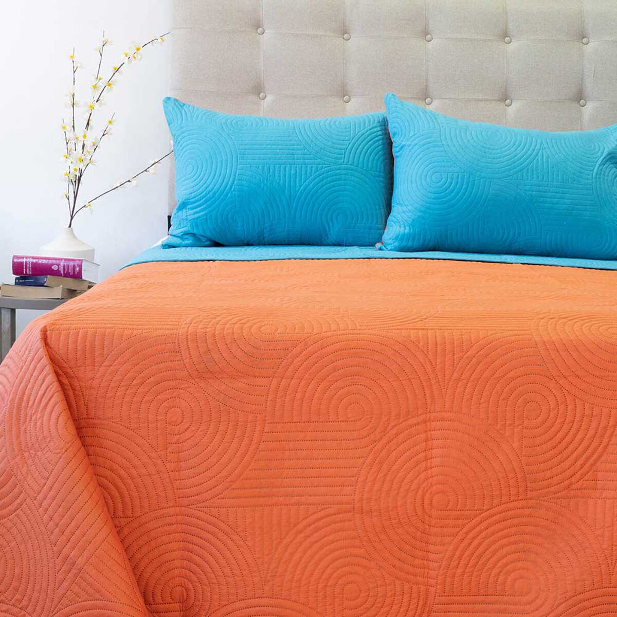 Quilt Bicolor Doral King Origins Calipso Naranjo
