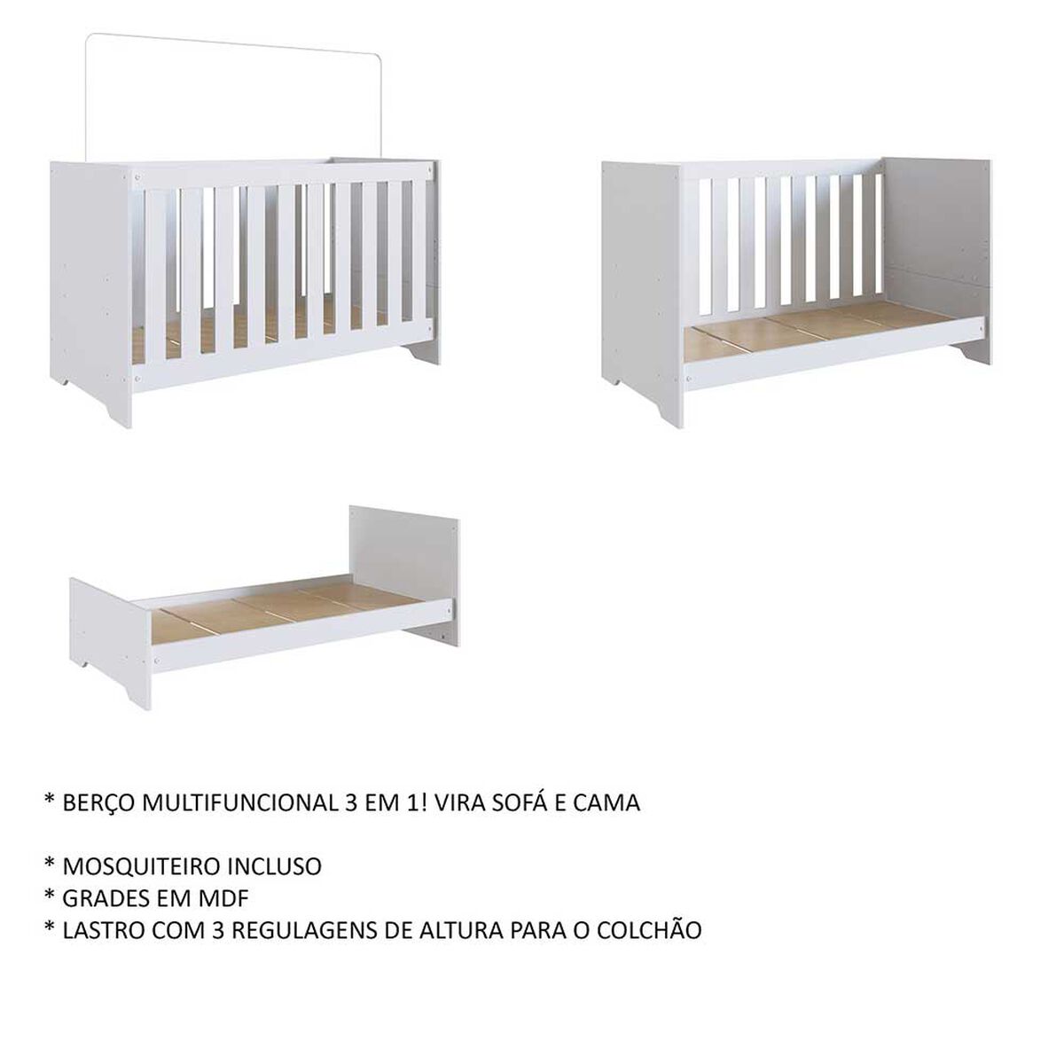 Cuna Yardas LA003BCBC Blanca 3 Posiciones