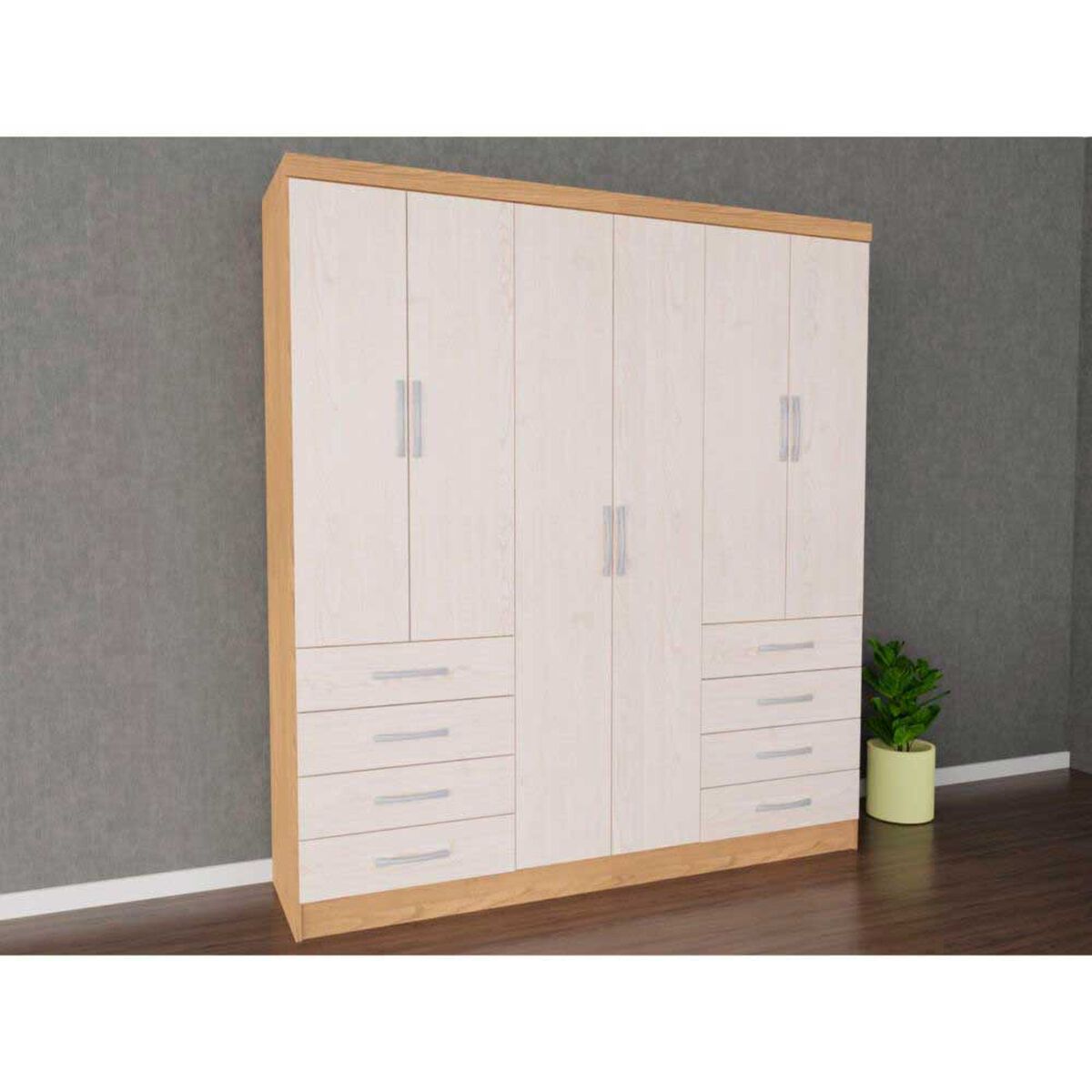 Closet Yardas Agustina 6 Puertas 8 Cajones Bicolor