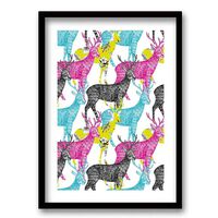 Cuadro Decorativo Retela Color Painted Deers 50 x 35 cm