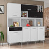 Mueble de Cocina Luna Blanco-Negro 7 Puertas 1 Cajón