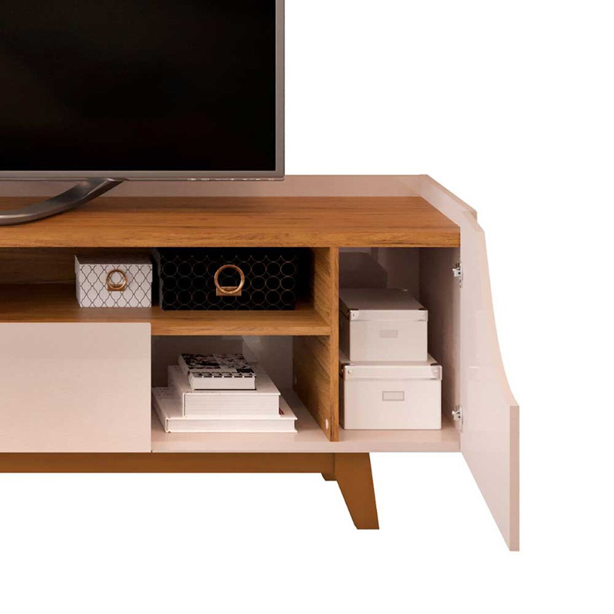 Rack TV Vekkahome Lotus Hasta 75" Beige Café