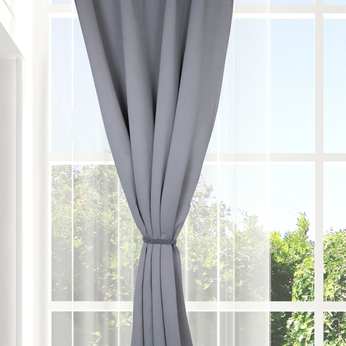Set Cortinas Doral Black Out Victoria  220 x 140 cm Gris