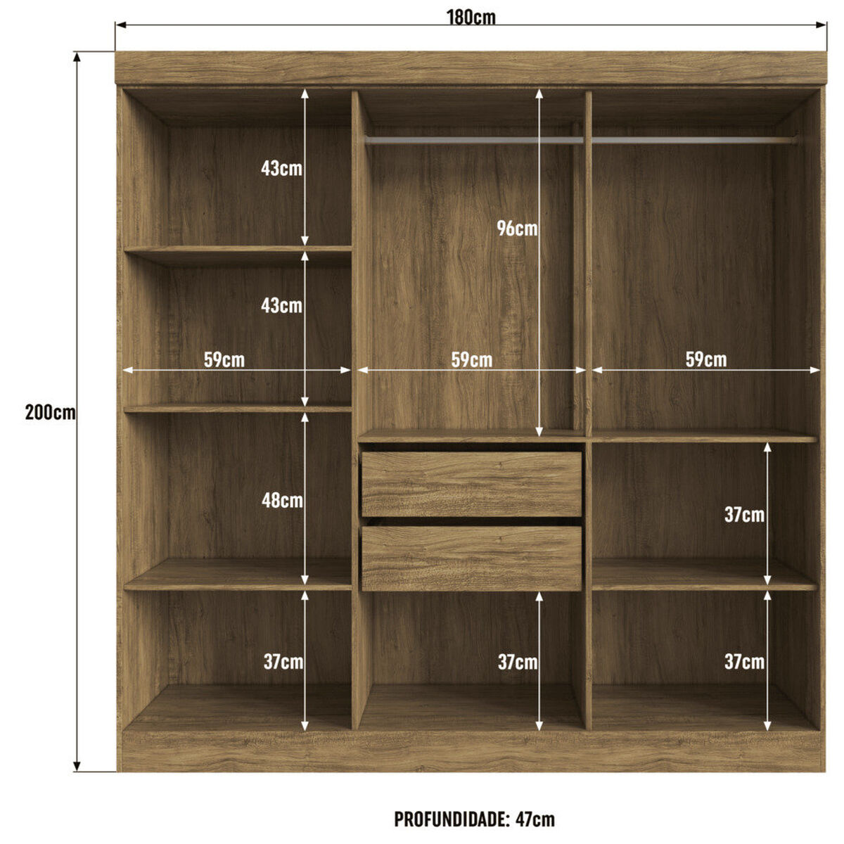 Clóset Exit 6 Puertas 2 Cajones Gris/Café