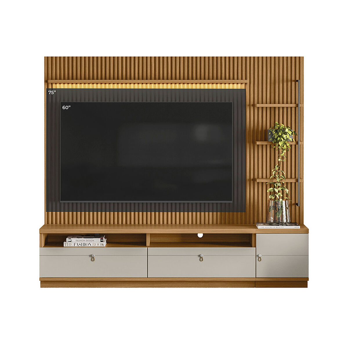 Home TV Di Poretti Design Ouro TV Hasta 75" Caf&eacute; Claro