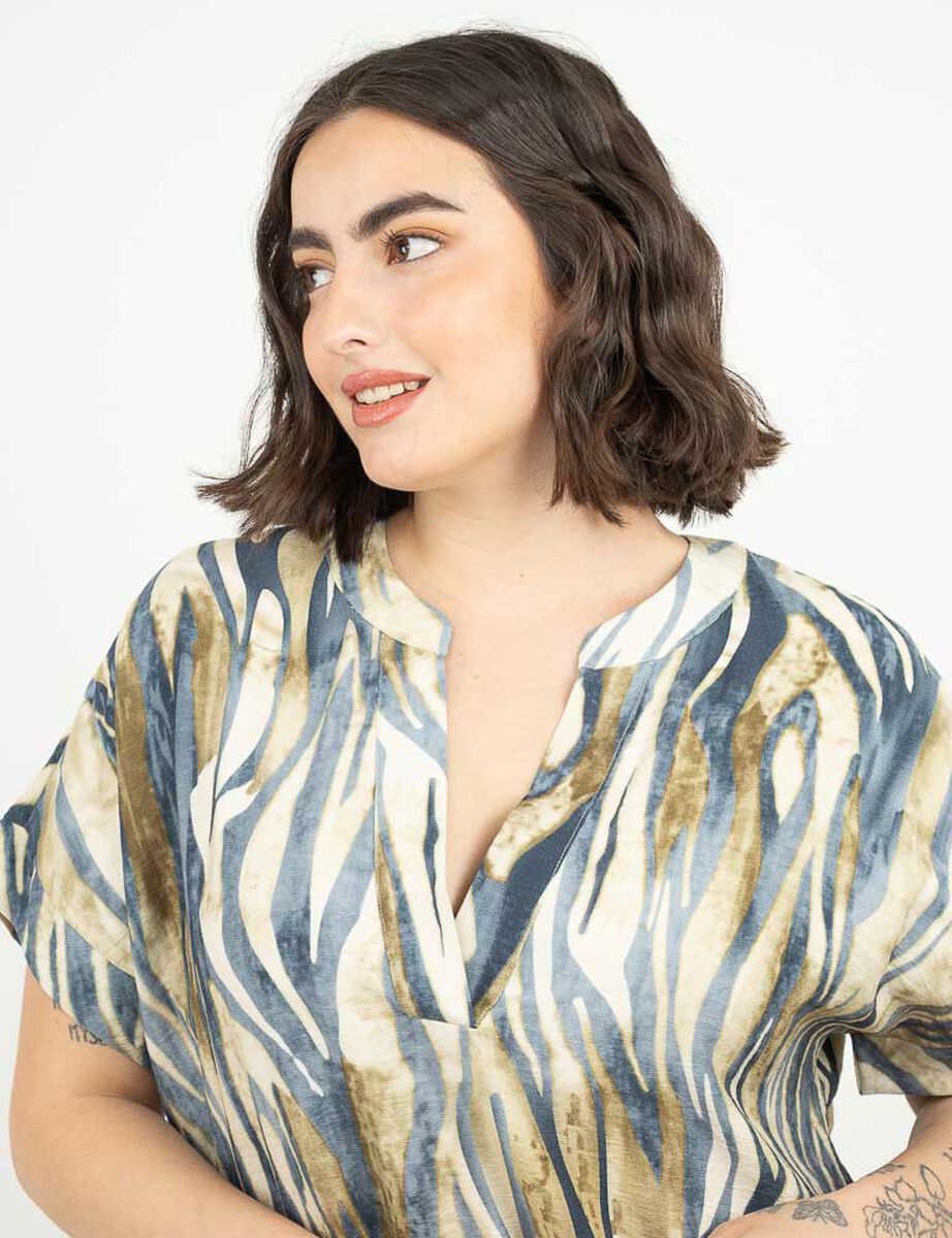 Vestido Corto Estampado Manga Corta Mujer Extralindas