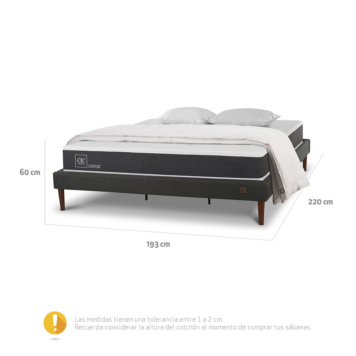 Cama Europea CIC King New Ortopedic + Textil