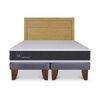 Cama Europea CIC Base Dividida 2 Plazas Ortopedic + Respaldo Milan Mostaza