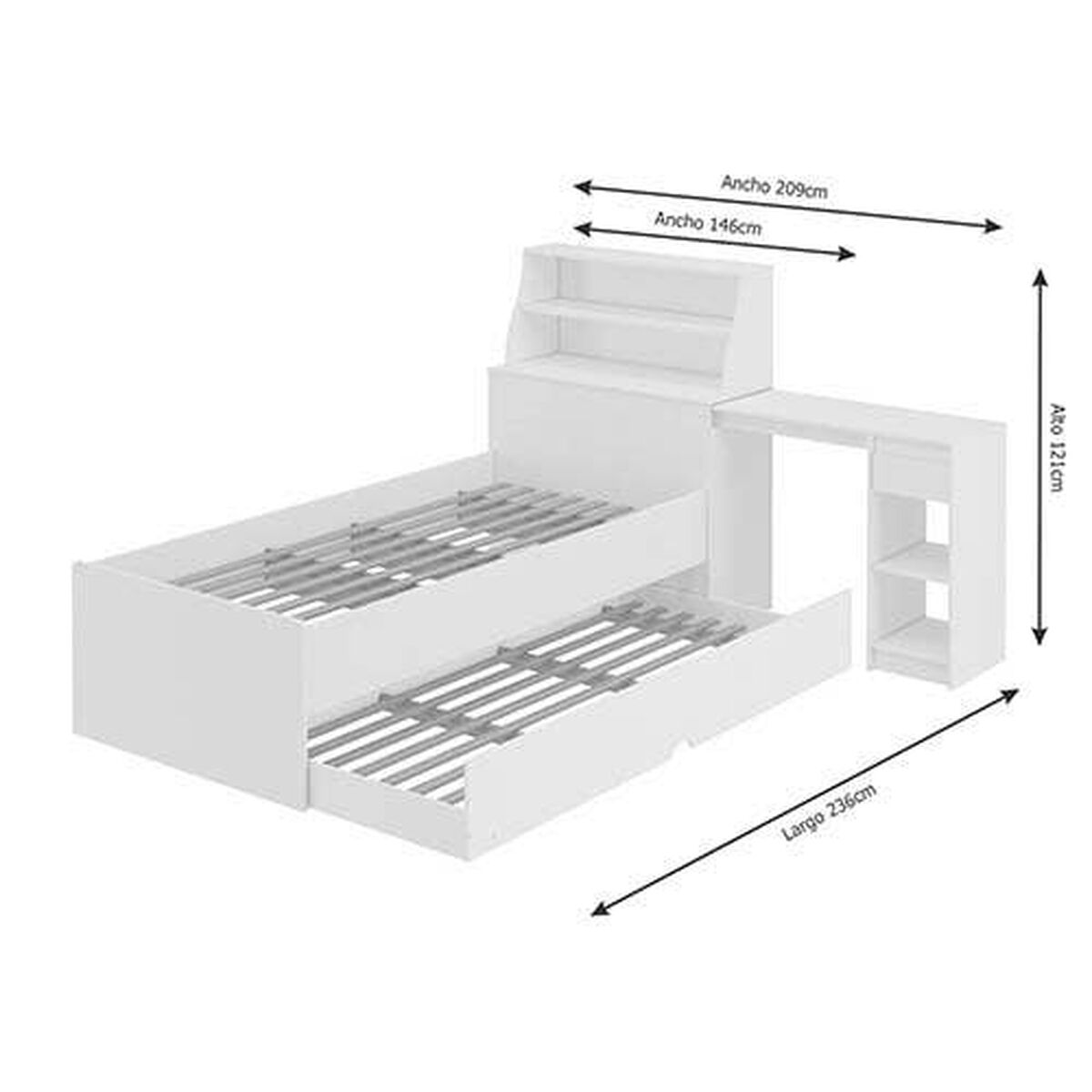 Base Cama Funcional Decocasa 1,5 Plazas Biro Julia