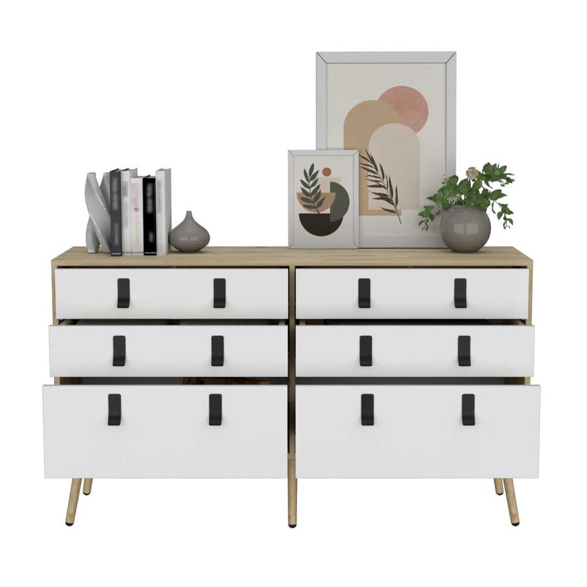 Cómoda Doble TuHome Huna 6 Cajones Macadamia Blanco