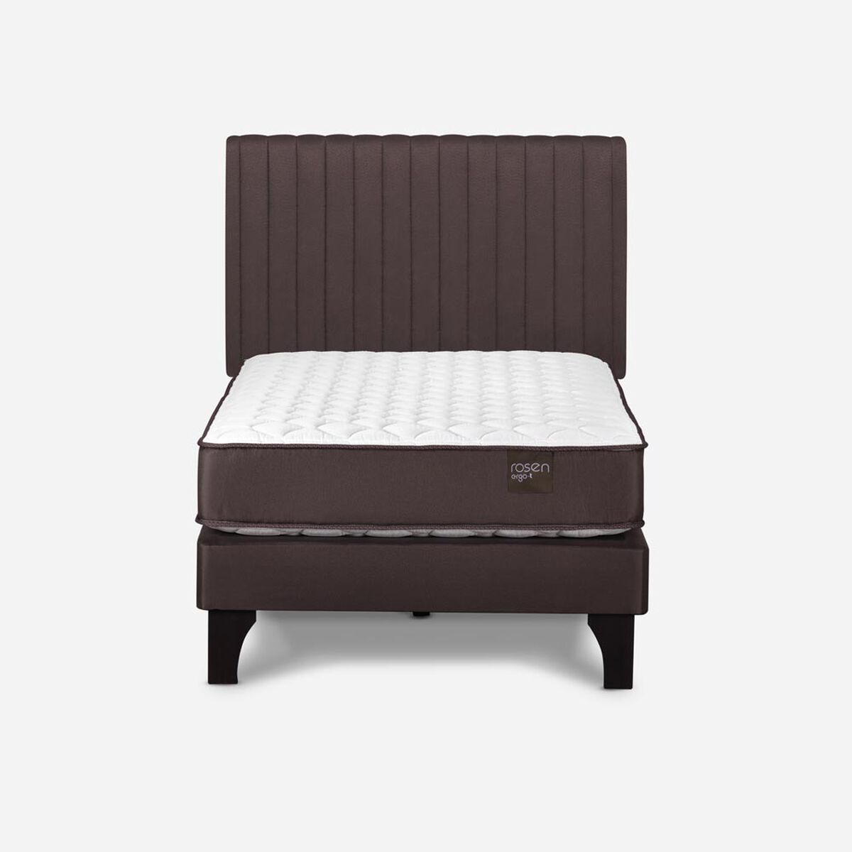 Cama Europea Rosen 1,5 Plazas Ergo T + Respaldo Café
