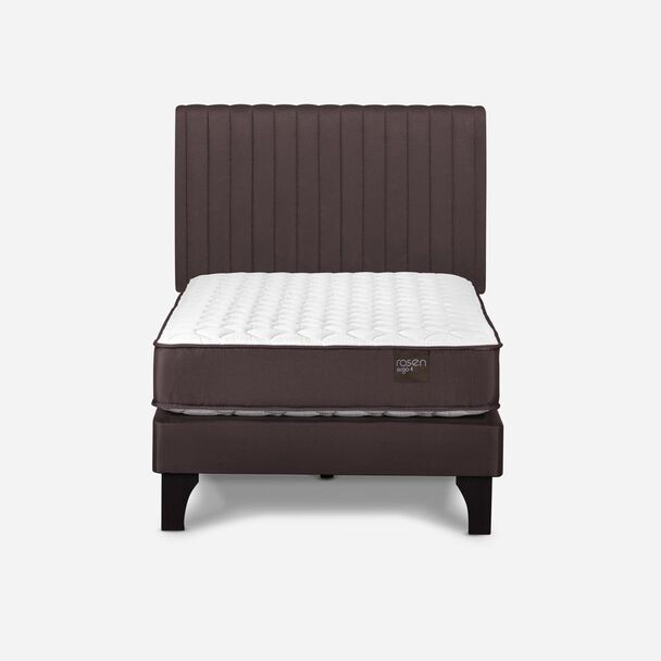 Cama Europea Rosen 1,5 Plazas Ergo T + Respaldo Café